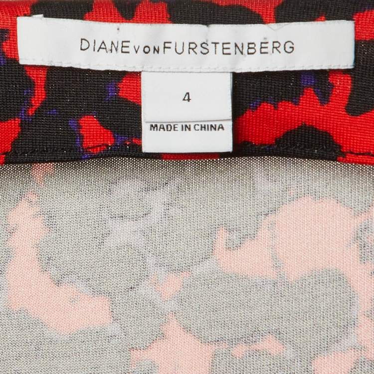Pre Owned Diane Von Furstenberg Multicolor Printed Silk Jersey Wrap Dress S