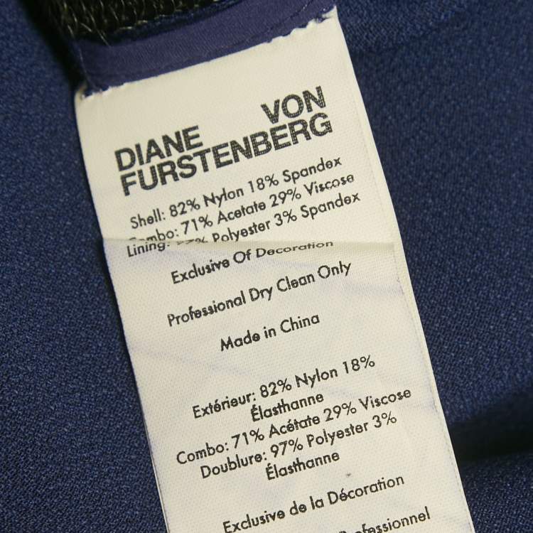 Pre Owned Diane Von Furstenberg Black/Blue Sequined Satin Sleeveless Blouse M