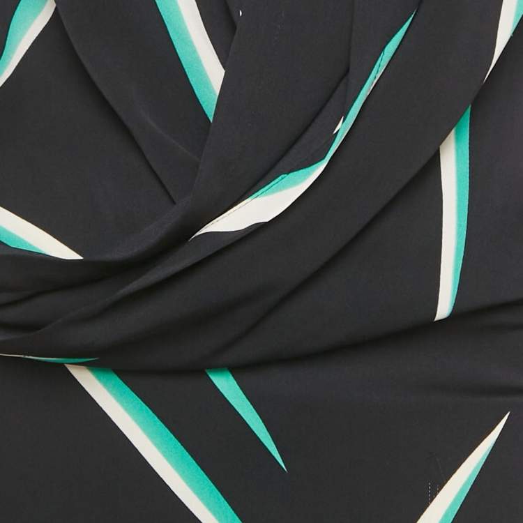 Pre Owned Diane Von Furstenberg Black Printed Crepe Mini Dress S