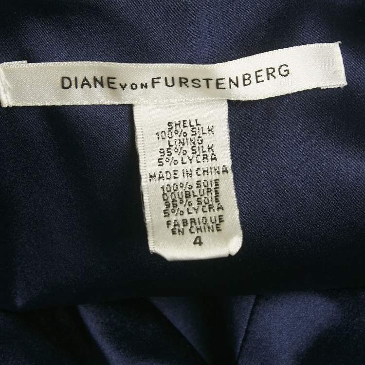 Pre Owned Diane Von Furstenberg Blue Floral Print Silk Mini Dress S