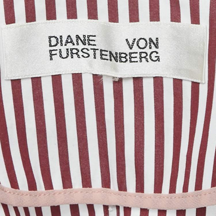 Pre Owned Diane Von Furstenberg Red/White Striped Flared Blouse M
