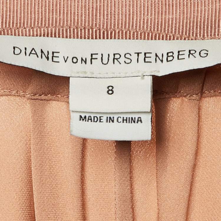 Pre Owned Diane Von Furstenberg Beige Silk Kaipo Short Dress M