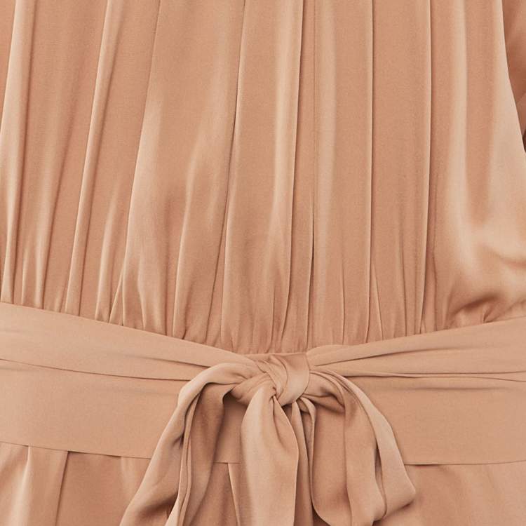 Pre Owned Diane Von Furstenberg Beige Silk Kaipo Short Dress M