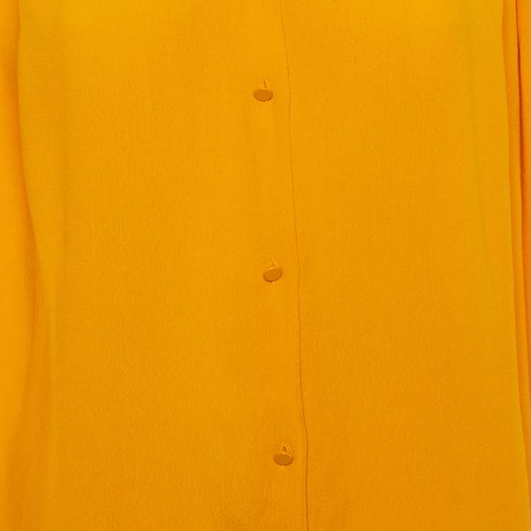 Pre Owned Diane Von Furstenberg Amber Yellow Crepe Karin Blouse S 