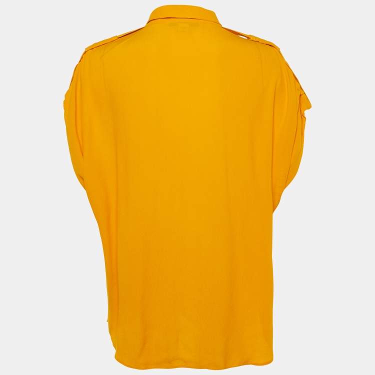 Pre Owned Diane Von Furstenberg Amber Yellow Crepe Karin Blouse S 