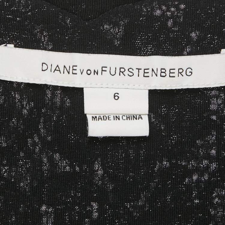 Pre Owned Diane Von Furstenberg Black Lace Wrap Around Mini Dress M