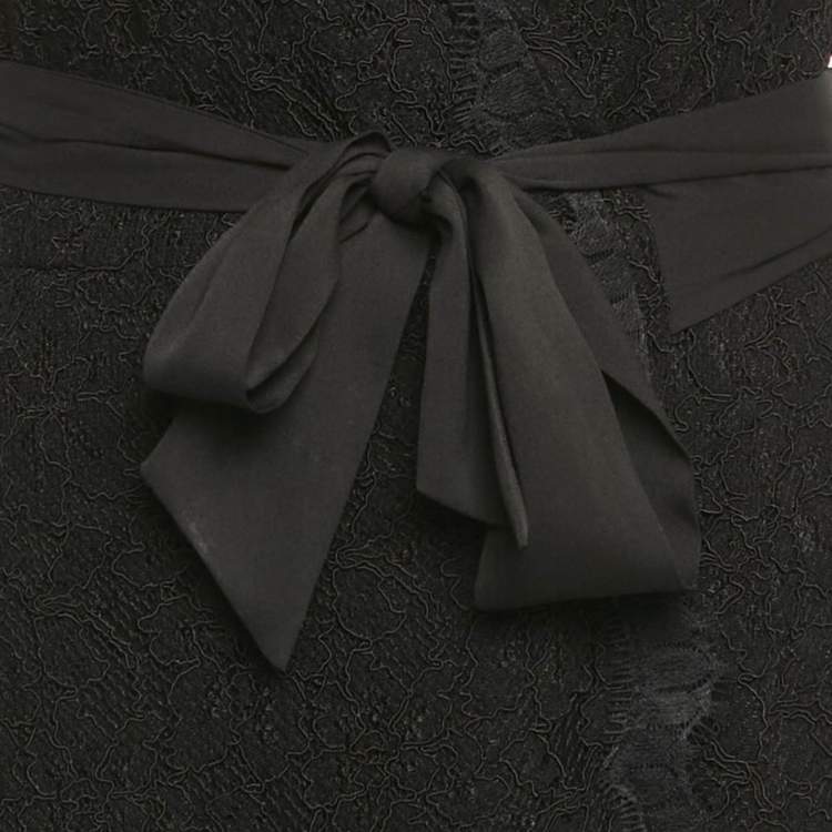 Pre Owned Diane Von Furstenberg Black Lace Wrap Around Mini Dress M