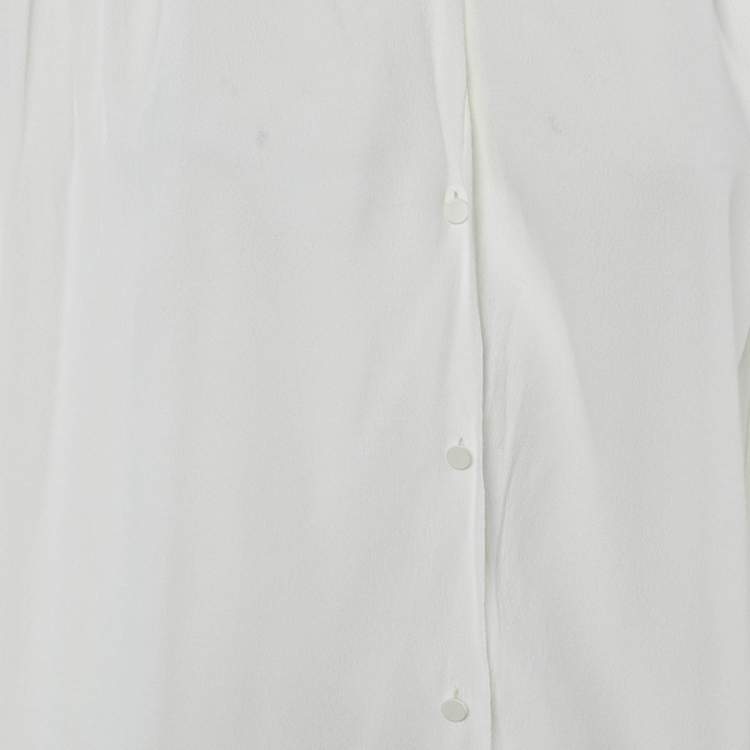Pre Owned Diane Von Furstenberg White Crepe Karin Top M