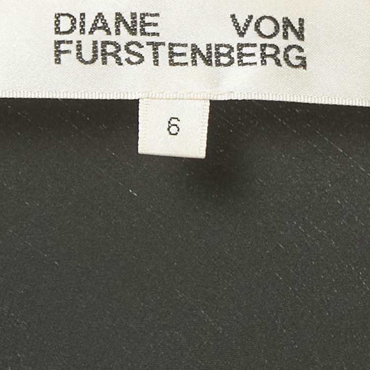 Pre Owned Diane Von Furstenberg Black Floral Print Silk Midi Wrap Dress M