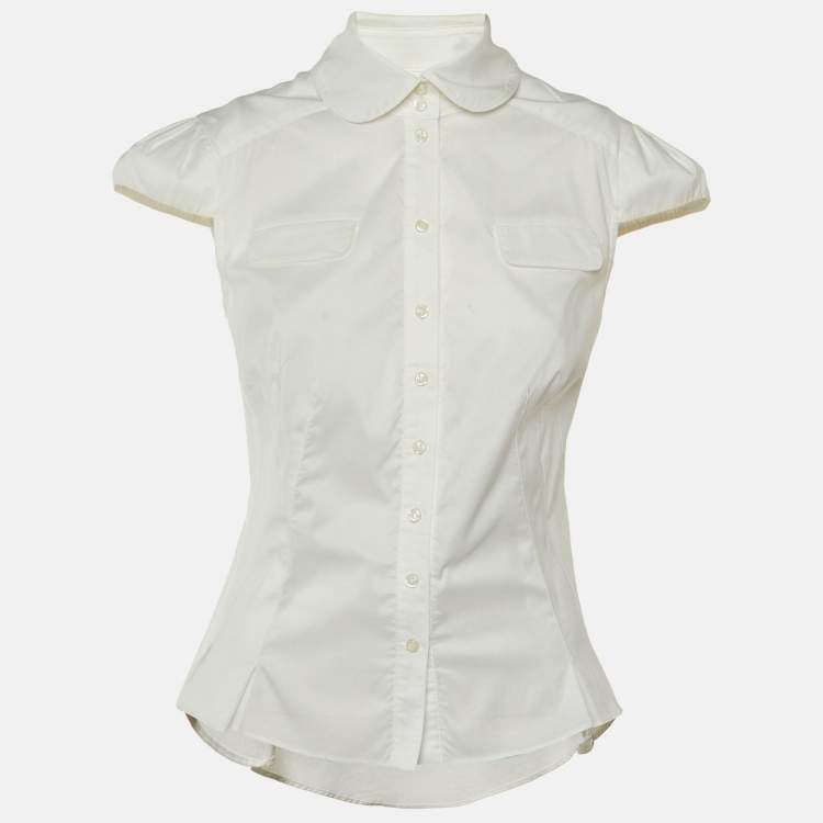 Pre Owned Diane Von Furstenberg White Cotton Como Button Front Shirt M