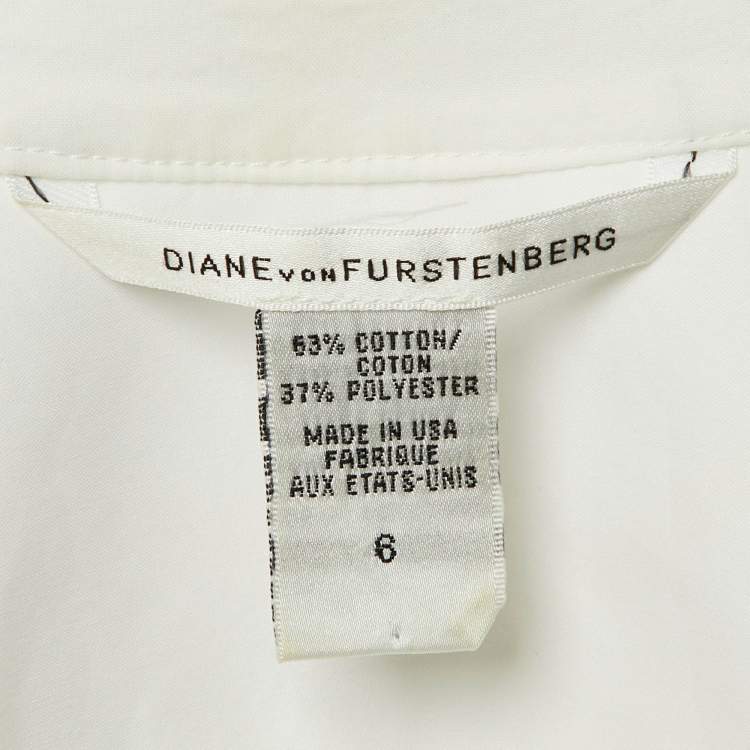 Pre Owned Diane Von Furstenberg White Cotton Como Button Front Shirt M
