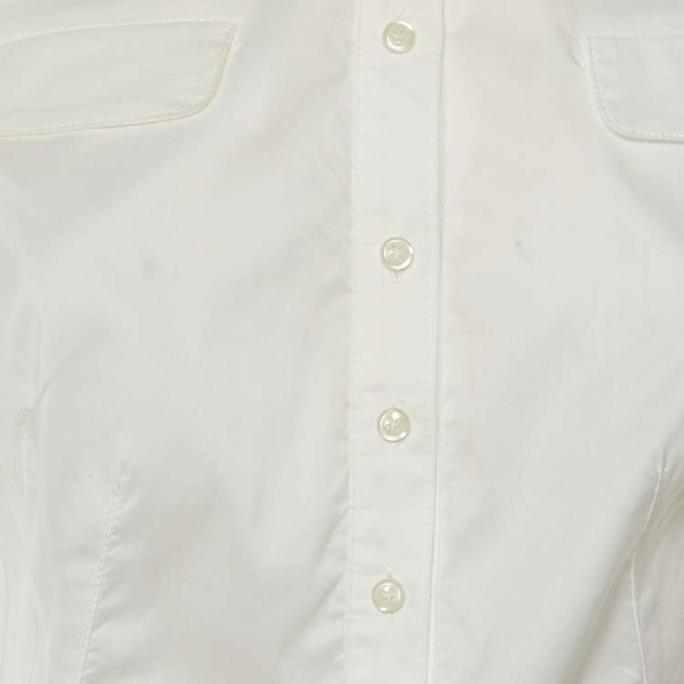 Pre Owned Diane Von Furstenberg White Cotton Como Button Front Shirt M