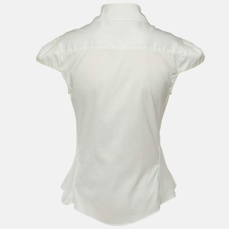 Pre Owned Diane Von Furstenberg White Cotton Como Button Front Shirt M