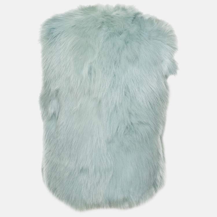 Pre Owned Diane Von Furstenberg Blue Fox Fur Neo Vest M