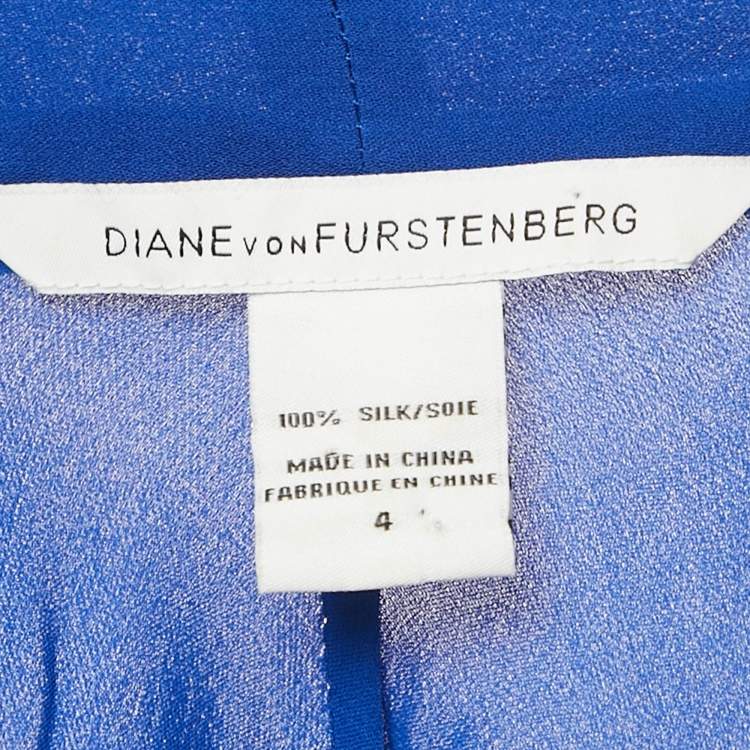مملوكة مسبقًا Diane Von Furstenberg Blue Silk Marian Solid Blouse S
