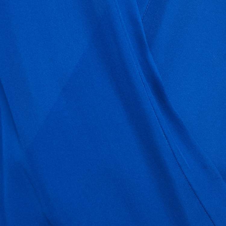 مملوكة مسبقًا Diane Von Furstenberg Blue Silk Marian Solid Blouse S