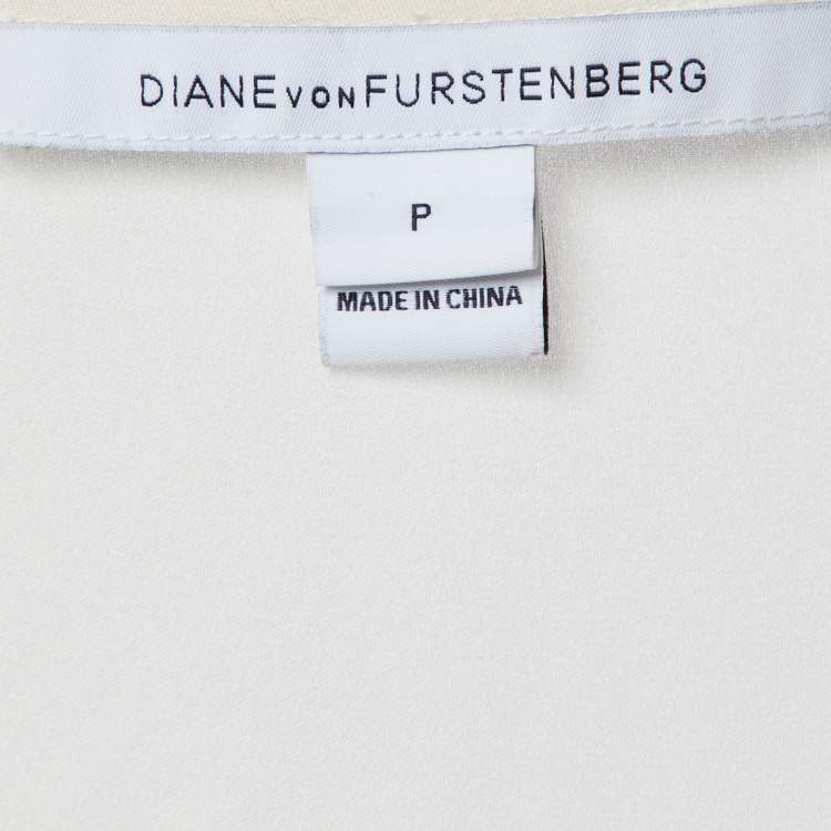 Pre Owned Diane Von Furstenberg Beige Silk Sheer Stella Top XS/S