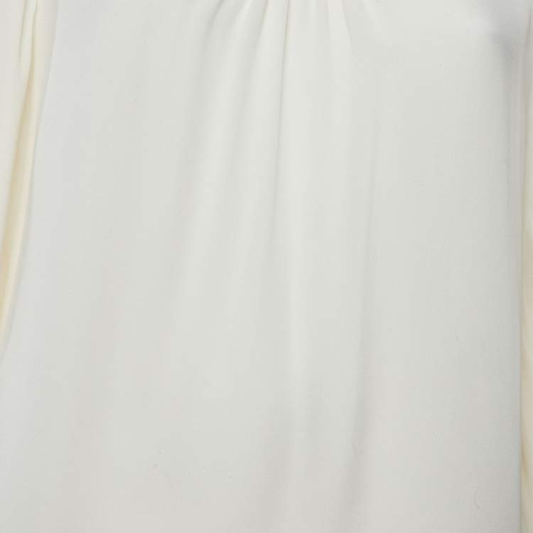 Pre Owned Diane Von Furstenberg Beige Silk Sheer Stella Top XS/S