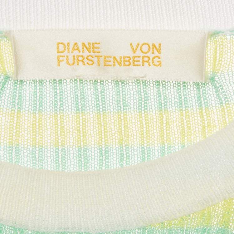 Pre Owned Diane Von Furstenberg Multicolor Striped Knit Long Sleeve Top S