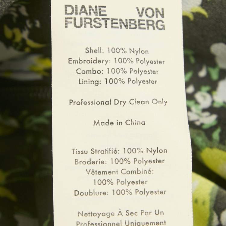 Pre Owned Diane Von Furstenberg Black Embroidered Mesh Midi Dress XL