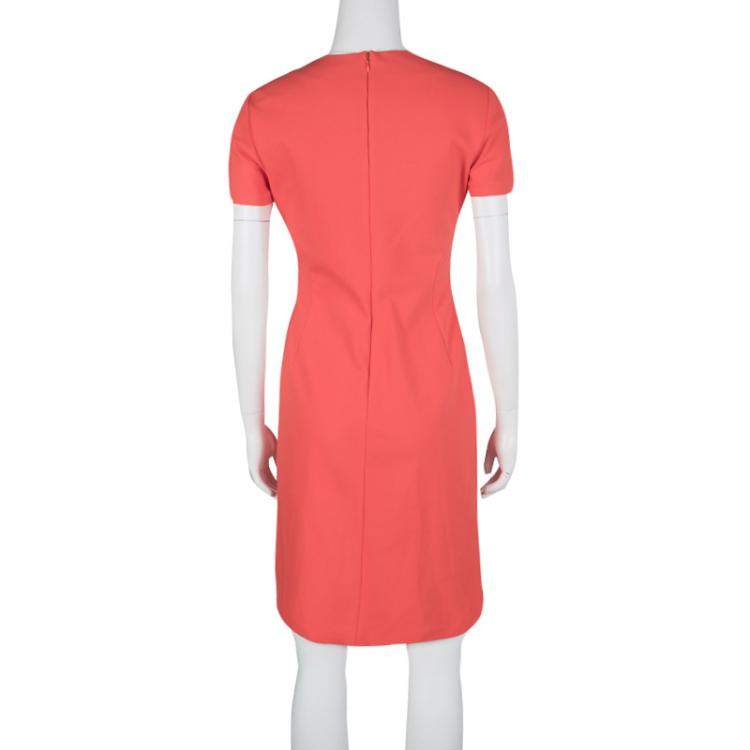 Pre Owned Diane Von Furstenberg Atomic Orange Fitted Short Sleeve Yazmine Dress S