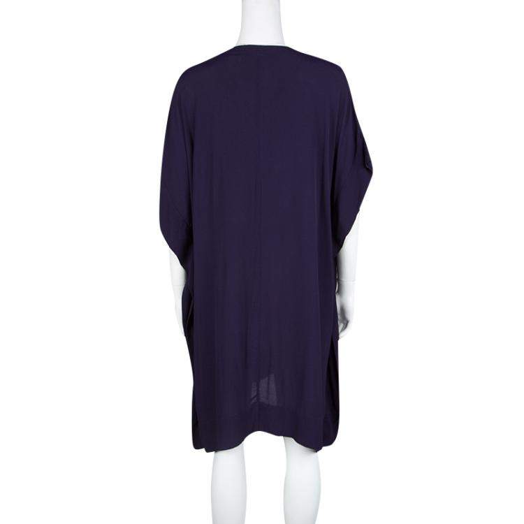 مملوكة مسبقًا Diane Von Furstenberg Navy Blue Crepe Naz Kaftan Tunic M