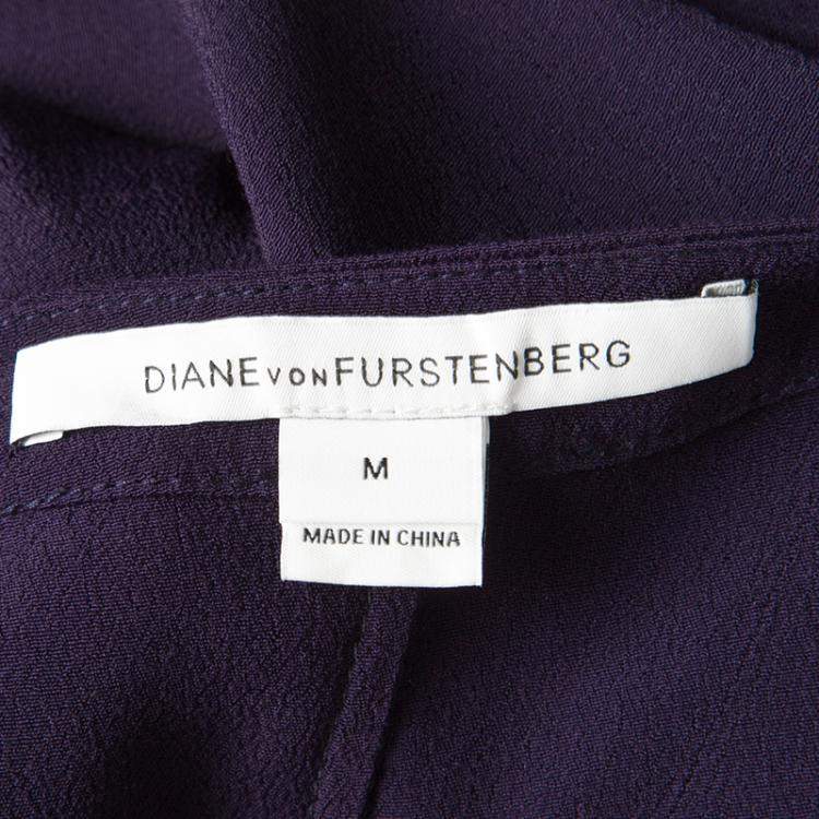مملوكة مسبقًا Diane Von Furstenberg Navy Blue Crepe Naz Kaftan Tunic M