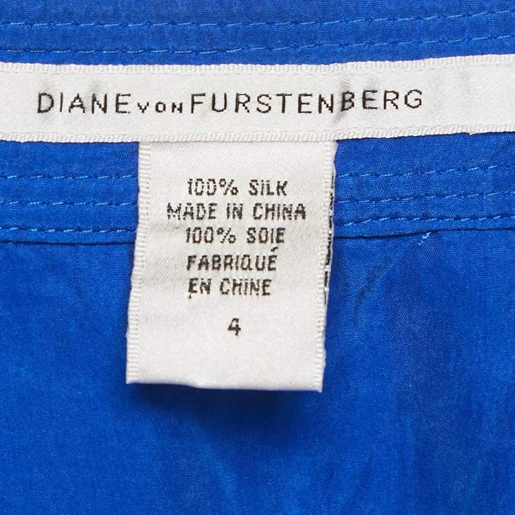 Pre Owned Diane Von Furstenberg Blue Suede Silk Flared Maxi Skirt S