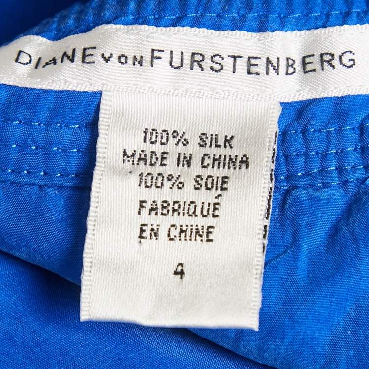 Pre Owned Diane Von Furstenberg Blue Suede Silk Flared Maxi Skirt S