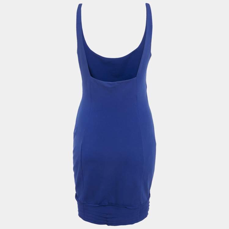Pre Owned Diane Von Furstenberg Blue Jersey Mini Dress M