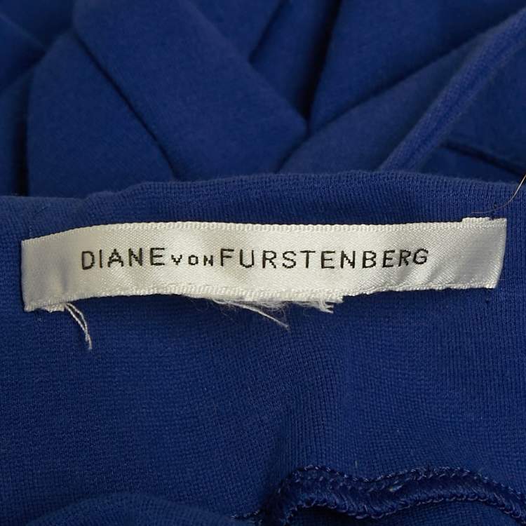 Pre Owned Diane Von Furstenberg Blue Jersey Mini Dress M