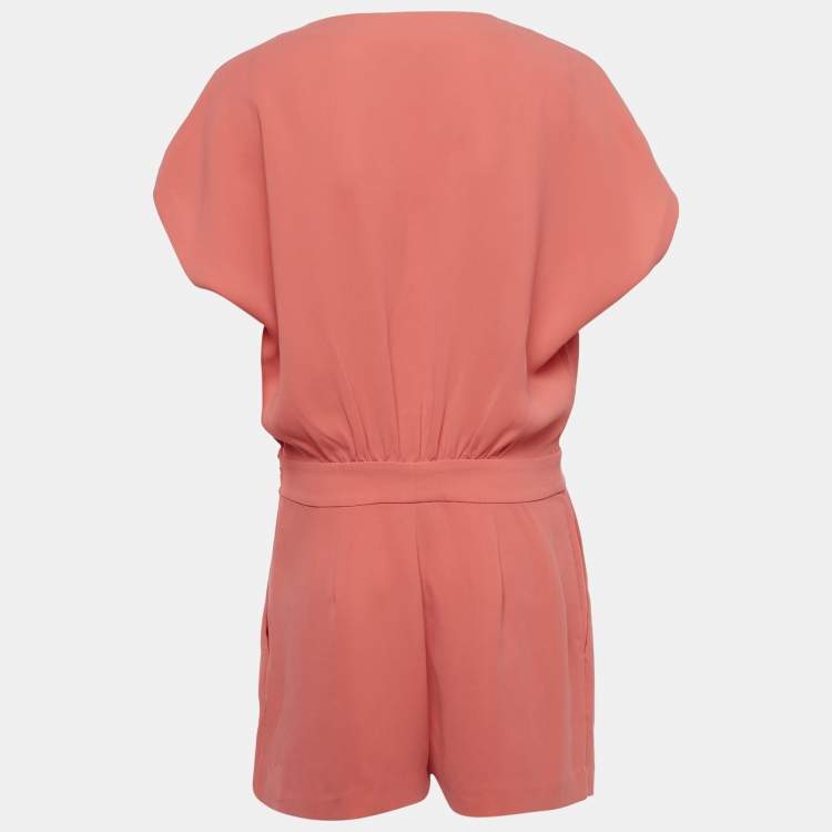 Pre Owned Diane Von Furstenberg Orange Crepe Playsuit M