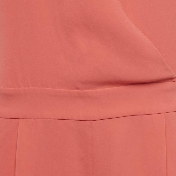 Pre Owned Diane Von Furstenberg Orange Crepe Playsuit M