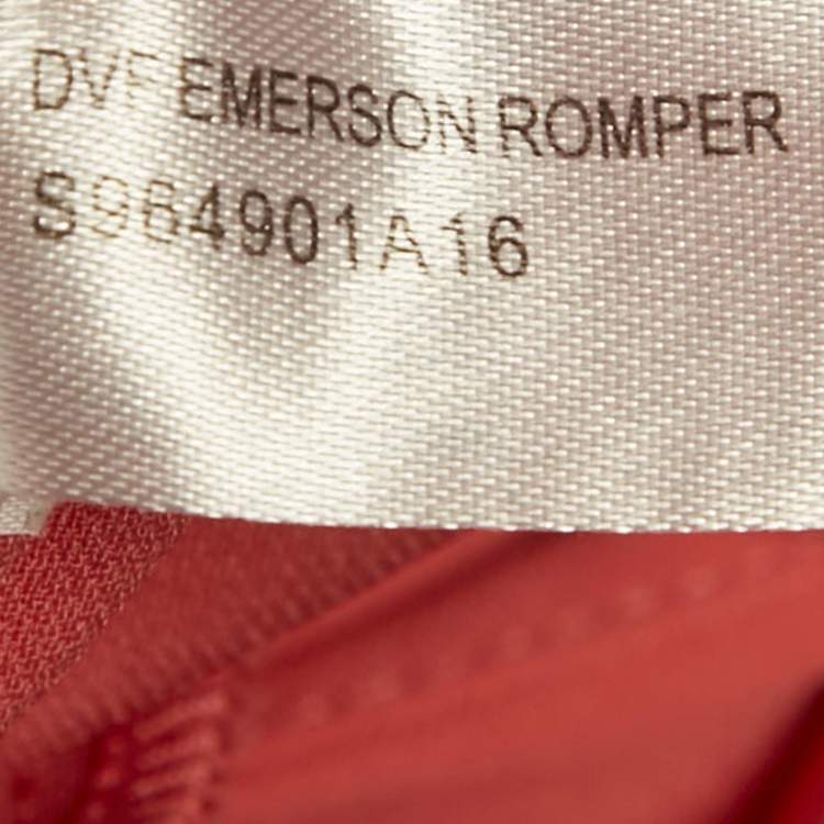 Pre Owned Diane Von Furstenberg Orange Crepe Playsuit M