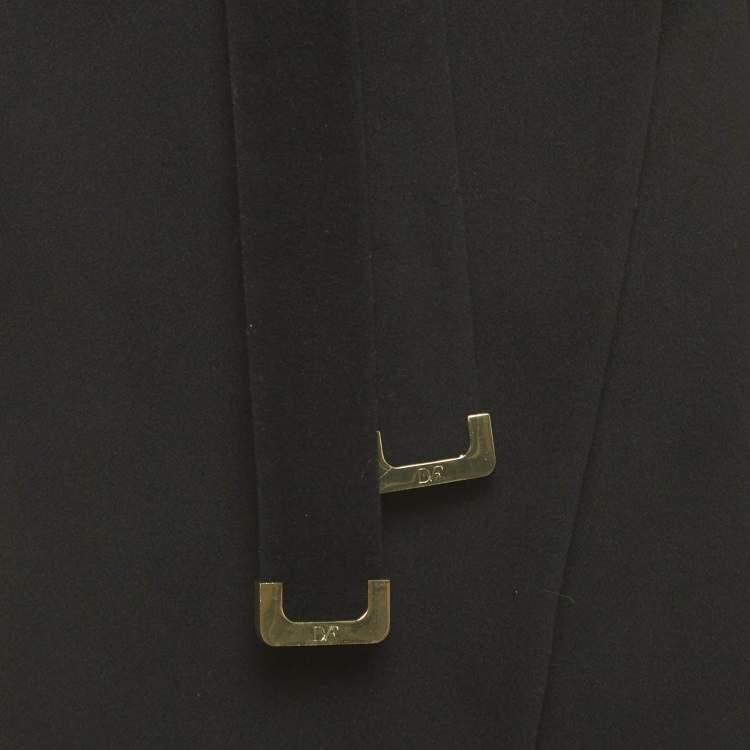 Pre Owned  Diane Von Furstenberg Black Wool Open Front Trench Coat S 