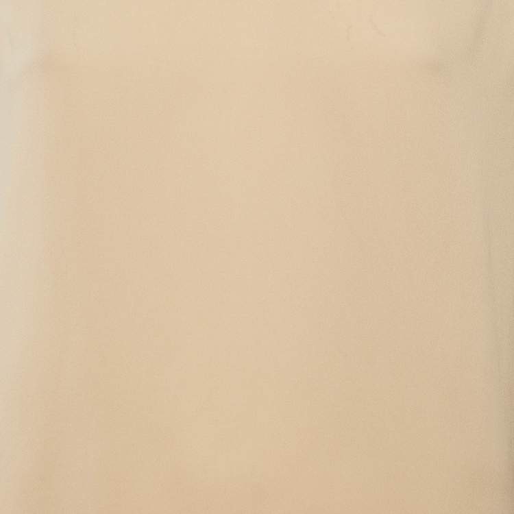 Pre Owned Diane Von Furstenberg Beige/ Black Silk Sheer Long Sleeve Blouse L