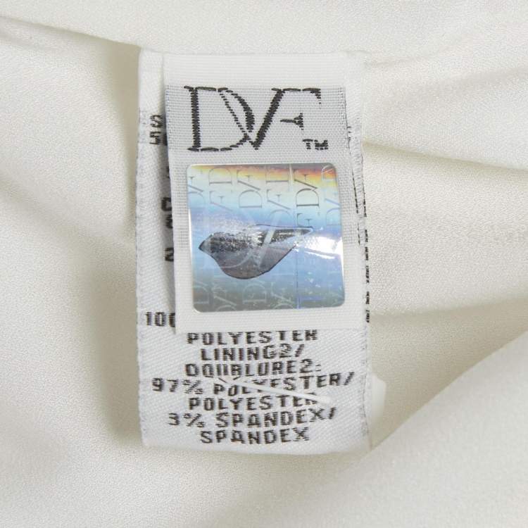 Pre Owned Diane Von Furstenberg White Lace Sleeveless Midi Dress L