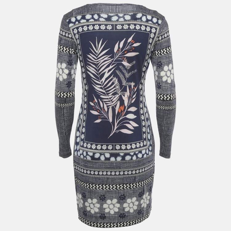 Pre Owned Diane Von Furstenberg Navy Blue Silk Jersey Reina Long Dress M