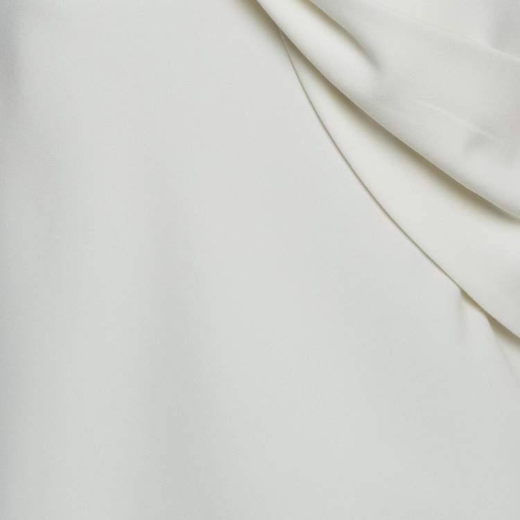 Pre Owned Diane Von Furstenberg White Crepe Draped Top M