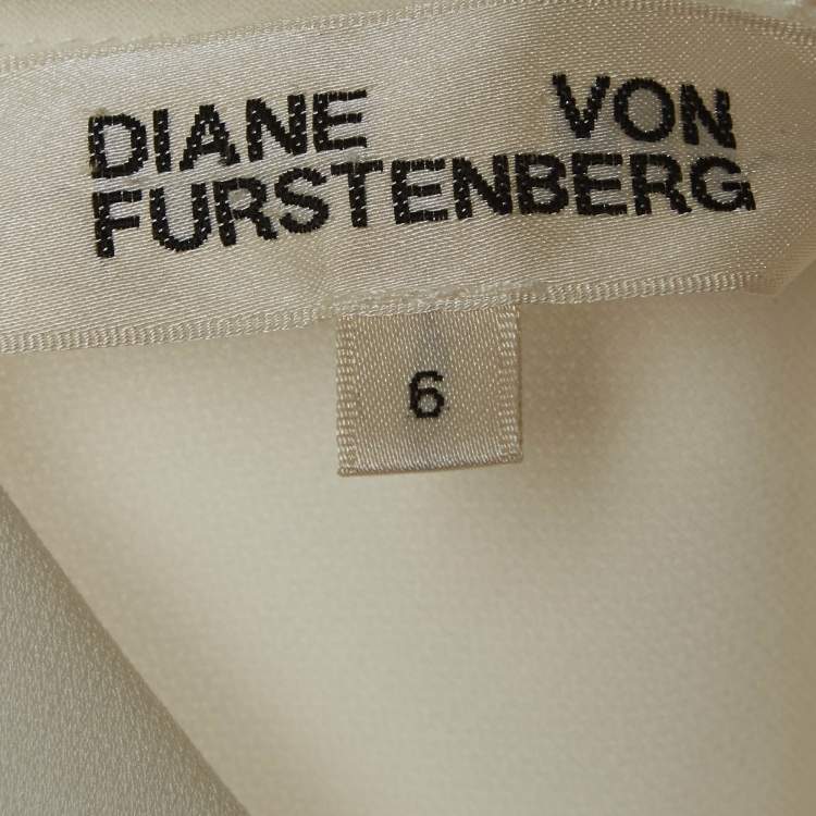 Pre Owned Diane Von Furstenberg White Crepe Draped Top M