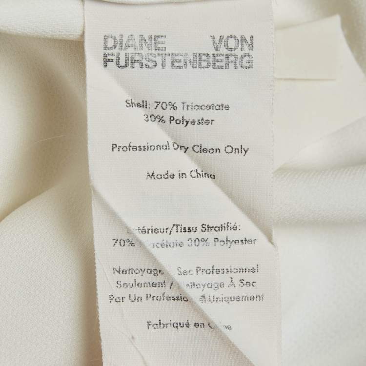 Pre Owned Diane Von Furstenberg White Crepe Draped Top M