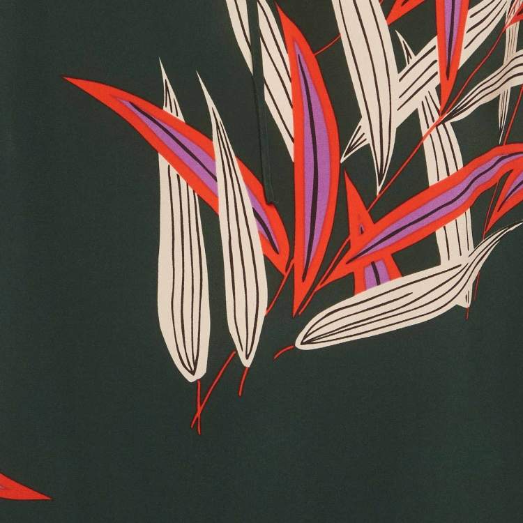 مملوكة مسبقًا Diane Von Furstenberg Green Printed Silk Blouse M