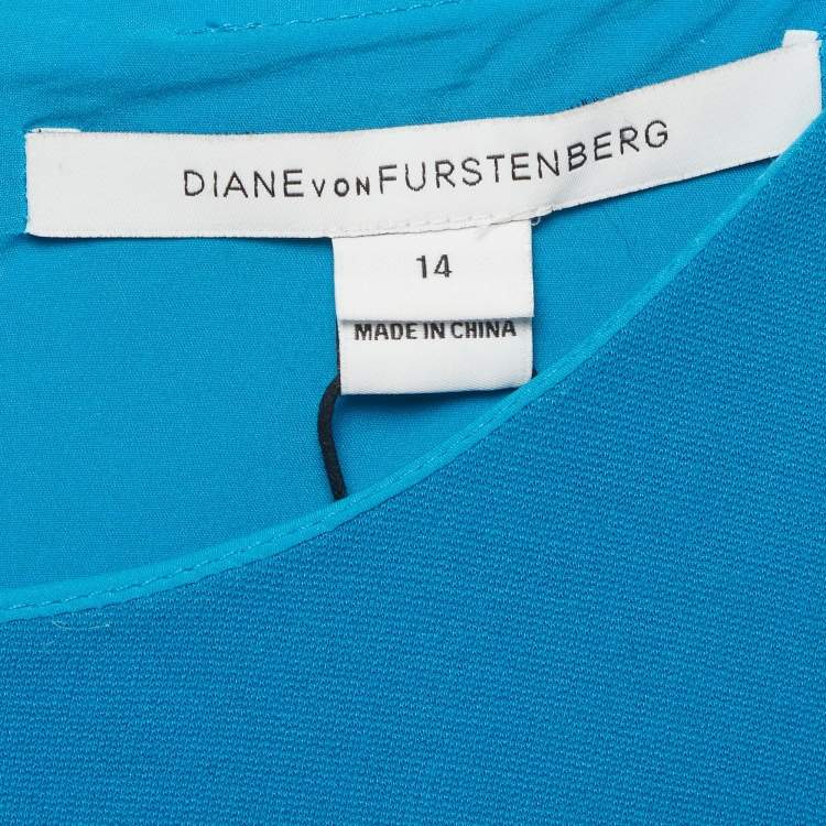 Pre Owned Diane Von Furstenberg Blue Jersey Citra Mini Dress XL