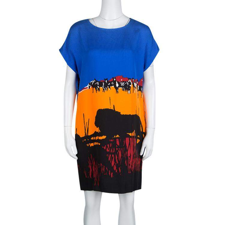 مملوكة مسبقًا Diane Von Furstenberg Multicolor Lion Landscape Print Harriet Dress XS