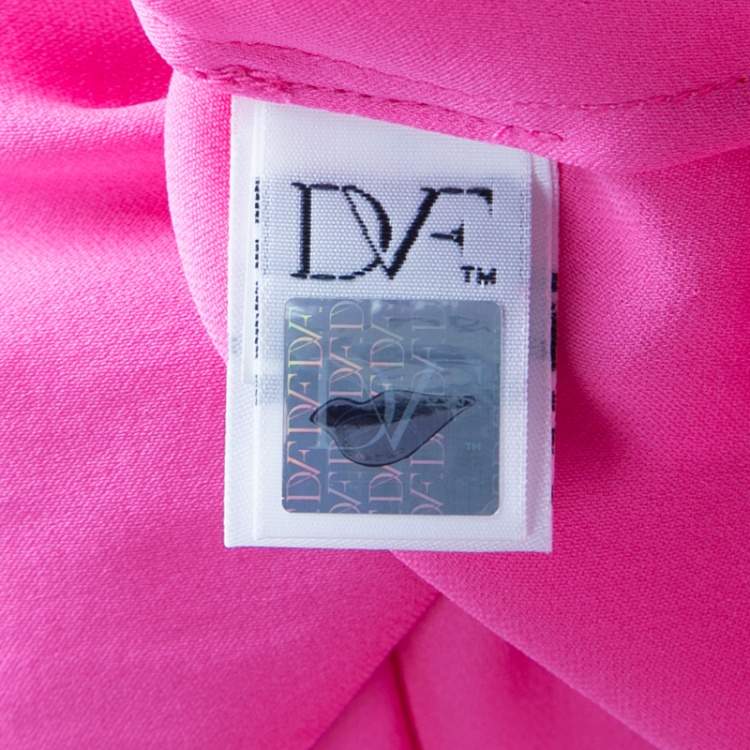 Pre Owned Diane Von Furstenberg Pink Silk Tie Detail Grandie Blouse L