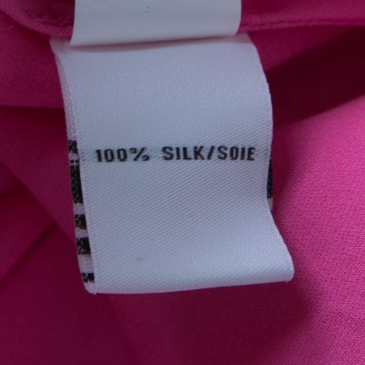 Pre Owned Diane Von Furstenberg Pink Silk Tie Detail Grandie Blouse L