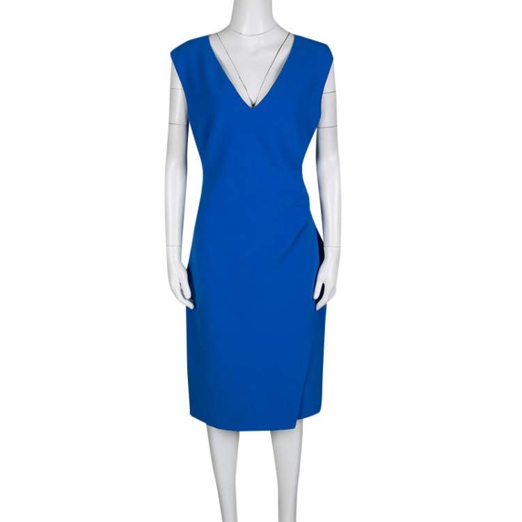 Pre Owned Diane Von Furstenberg Blue Sleeveless Fitted Megan Dress XL