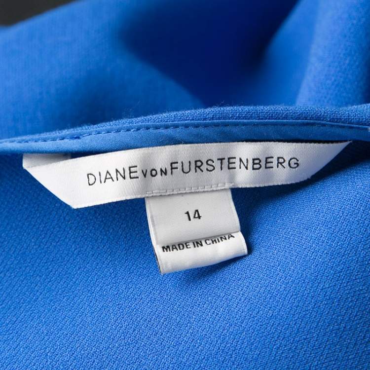 Pre Owned Diane Von Furstenberg Blue Sleeveless Fitted Megan Dress XL