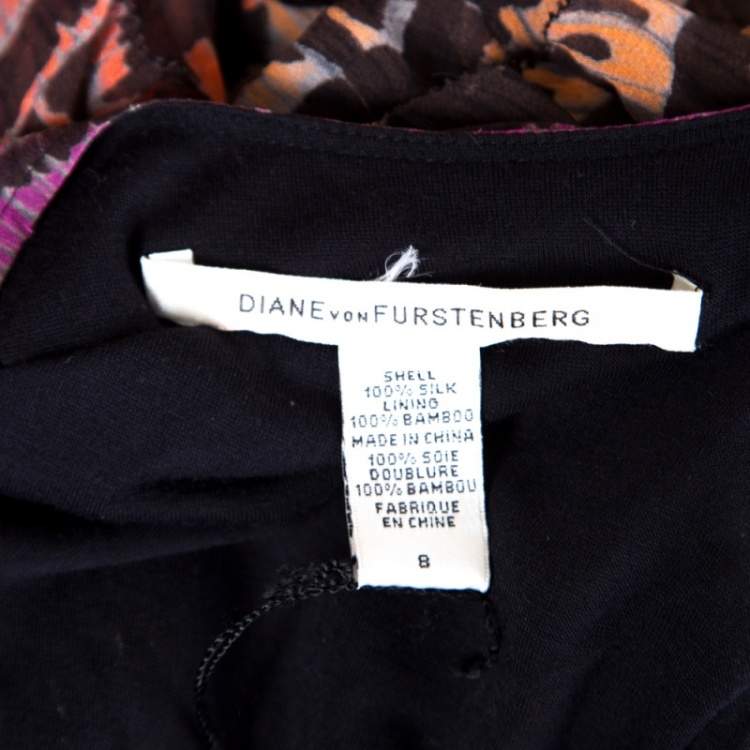 Pre Owned Diane Von Furstenberg Multicolor Printed Silk Ruffled Tiered Pitonesa Top M