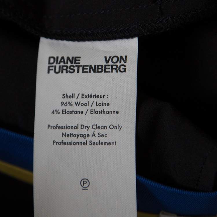 Pre Owned Diane Von Furstenberg Black Wool Cigarette Pants S